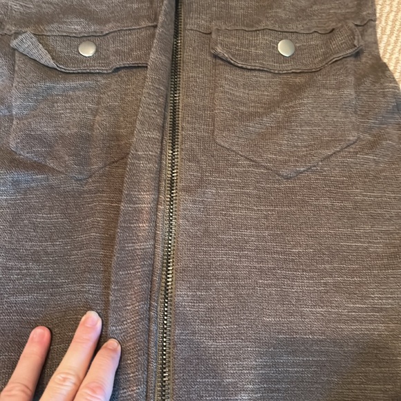 NWOT FREE PEOPLE highway knit stretchy long zip up vest in olive green XS - Picture 8 of 11